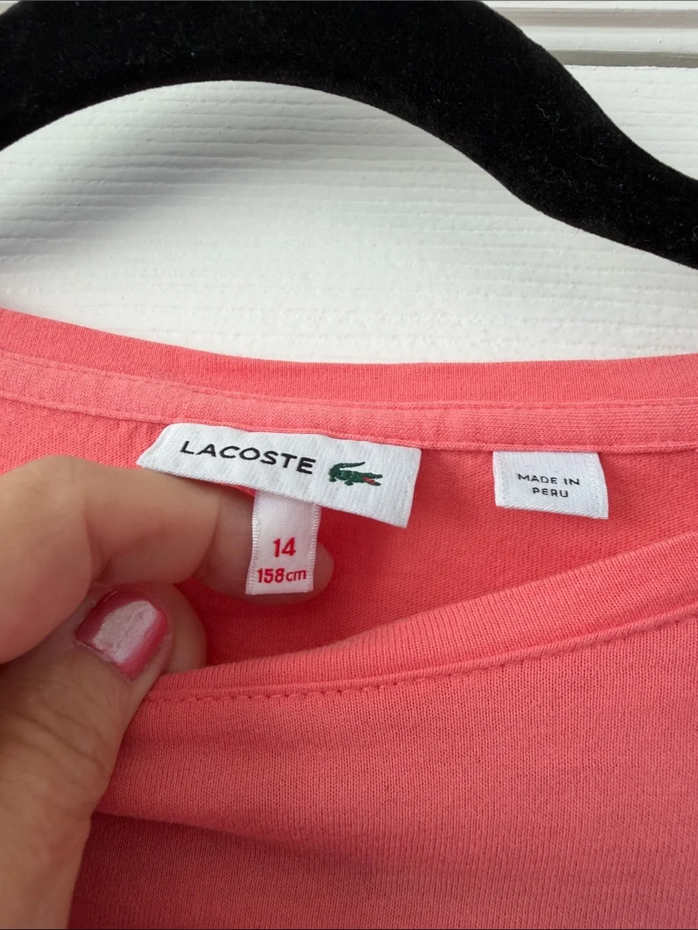 Lacoste Girls' Coral Pink Long Sleeve Tee and Polo Top Set. Two shirts